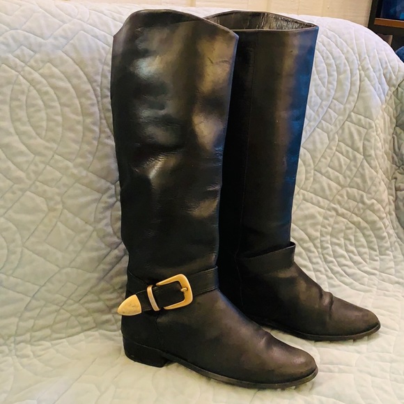 Black Leather Winter Boots - Picture 1 of 13